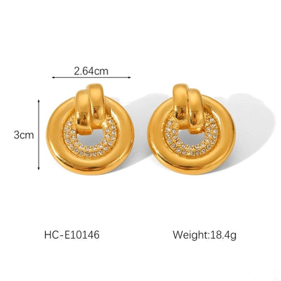 1 Pair IG Style Classic Style Round Flower Thread 304 Stainless Steel Titanium Steel 18K Gold Plated Ear Studs