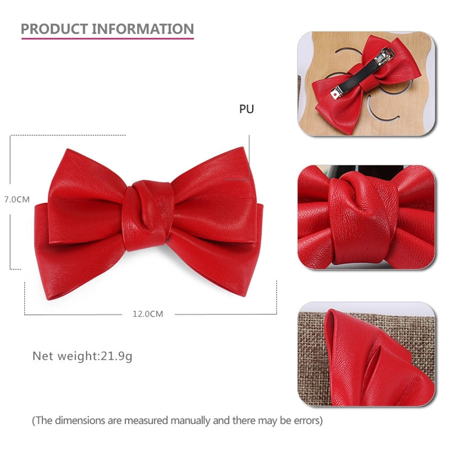 Women's Simple Style Classic Style Bow Knot Pu Leather Hair Clip