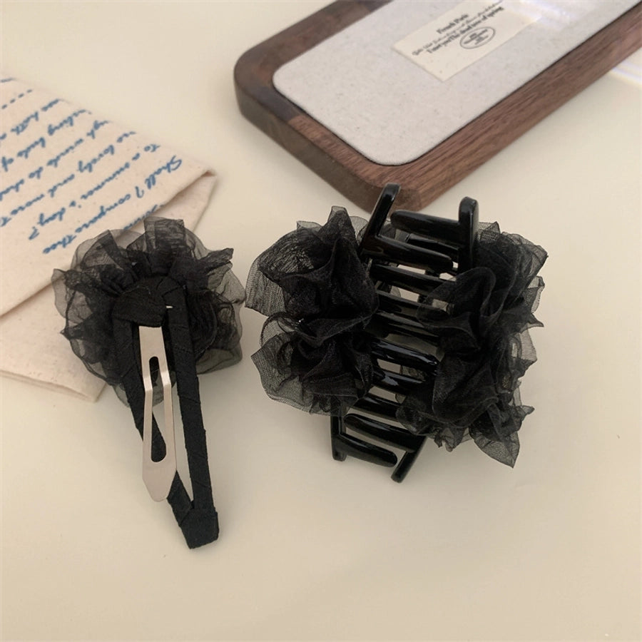 Women's Simple Style Classic Style Flower Gauze Inlay Rhinestones Hair Clip