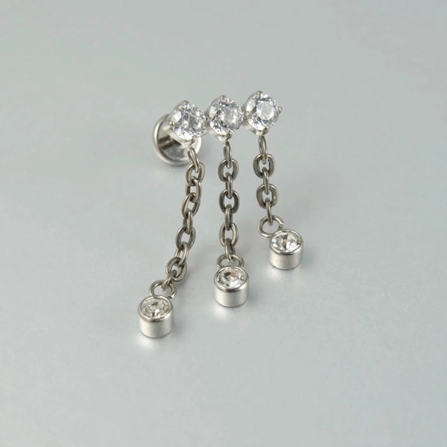 1 Piece Lip Rings Elegant Glam Ethnic Style Clouds Smile Face Wings 304 Stainless Steel Pure Titanium Titanium Alloy Tassel Zircon 14K Gold Plated White Gold Plated Lip Rings Ear Cartilage Rings & Studs