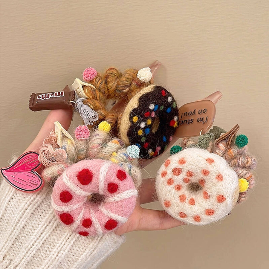 Cute Women's Letter Donuts Felt Hair Tie