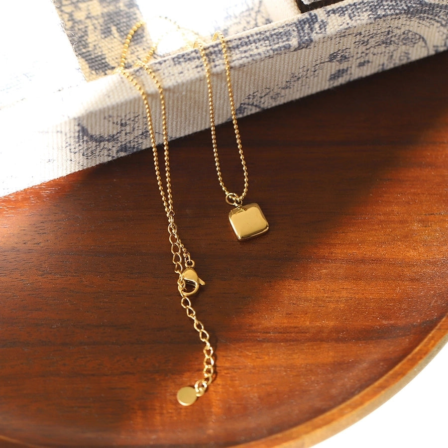 Jewelry IG Style Square Heart Shape 304 Stainless Steel 18K Gold Plated Enamel Pendant Necklace