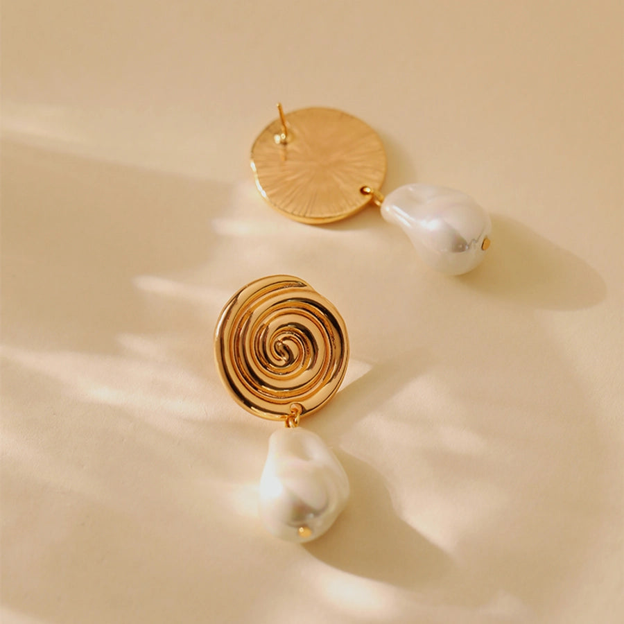 1 Piece Vintage Style Lady Wedding Pearl Inlay Copper Artificial Pearls 18K Gold Plated Drop Earrings