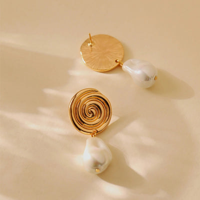 1 Piece Vintage Style Lady Wedding Pearl Inlay Copper Artificial Pearls 18K Gold Plated Drop Earrings