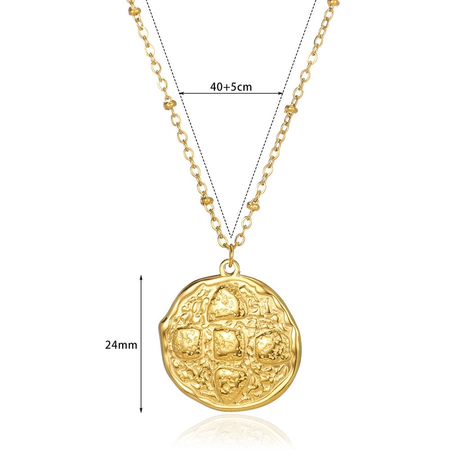 Jewelry Casual Simple Style Round Square 304 Stainless Steel 18K Gold Plated Pendant Necklace