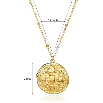 Jewelry Casual Simple Style Round Square 304 Stainless Steel 18K Gold Plated Pendant Necklace