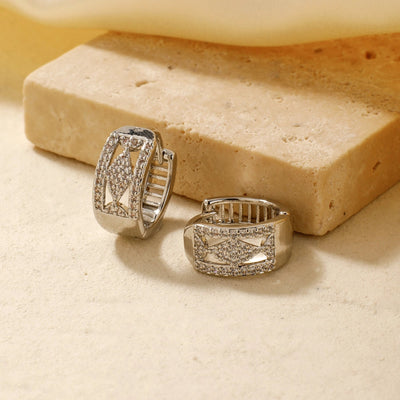 1 Pair Cute Shiny Korean Style Geometric Inlay Copper Zircon K Gold Plated Earrings