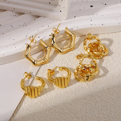 1 Pair Simple Style Solid Color Plating Copper Copper Earrings