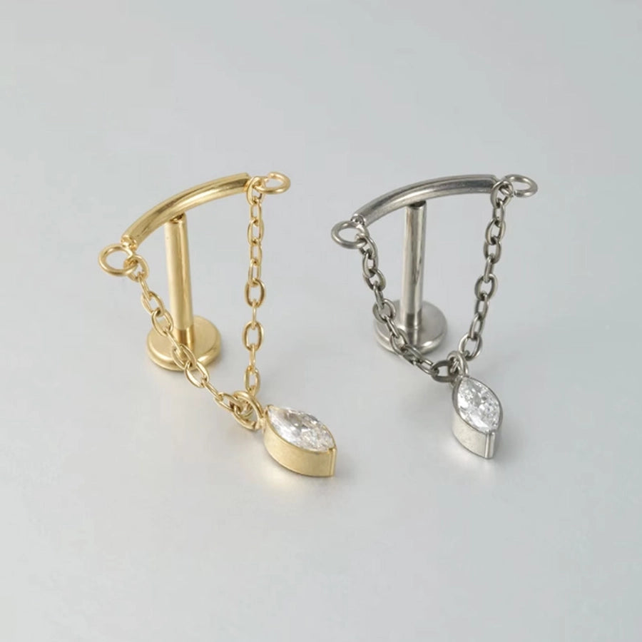 1 Piece Lip Rings Elegant Simple Style Artistic Geometric Pure Titanium Titanium Alloy Zircon 14K Gold Plated Silver Plated Lip Rings Ear Cartilage Rings & Studs