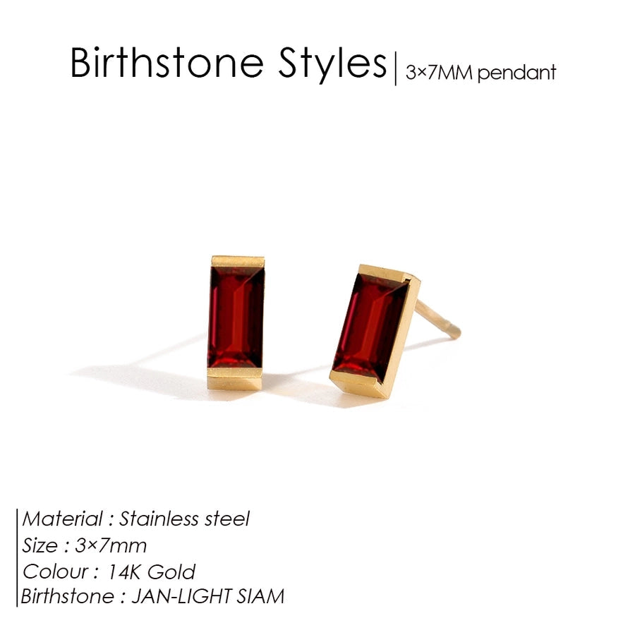 1 Pair Casual Vintage Style Classic Style Square Rectangle 304 Stainless Steel Birthstone Zircon Ear Studs