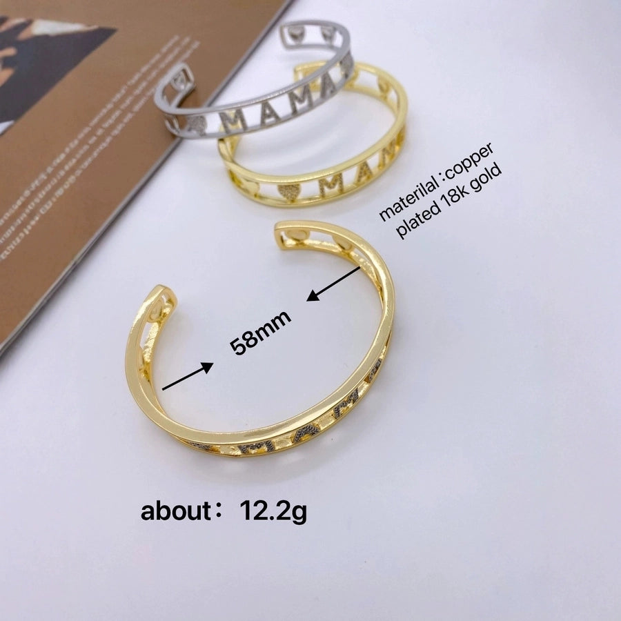 Jewelry Vintage Style Classic Style Letter Copper Zircon Mixed Metal Plating Bangle