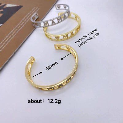 Jewelry Vintage Style Classic Style Letter Copper Zircon Mixed Metal Plating Bangle