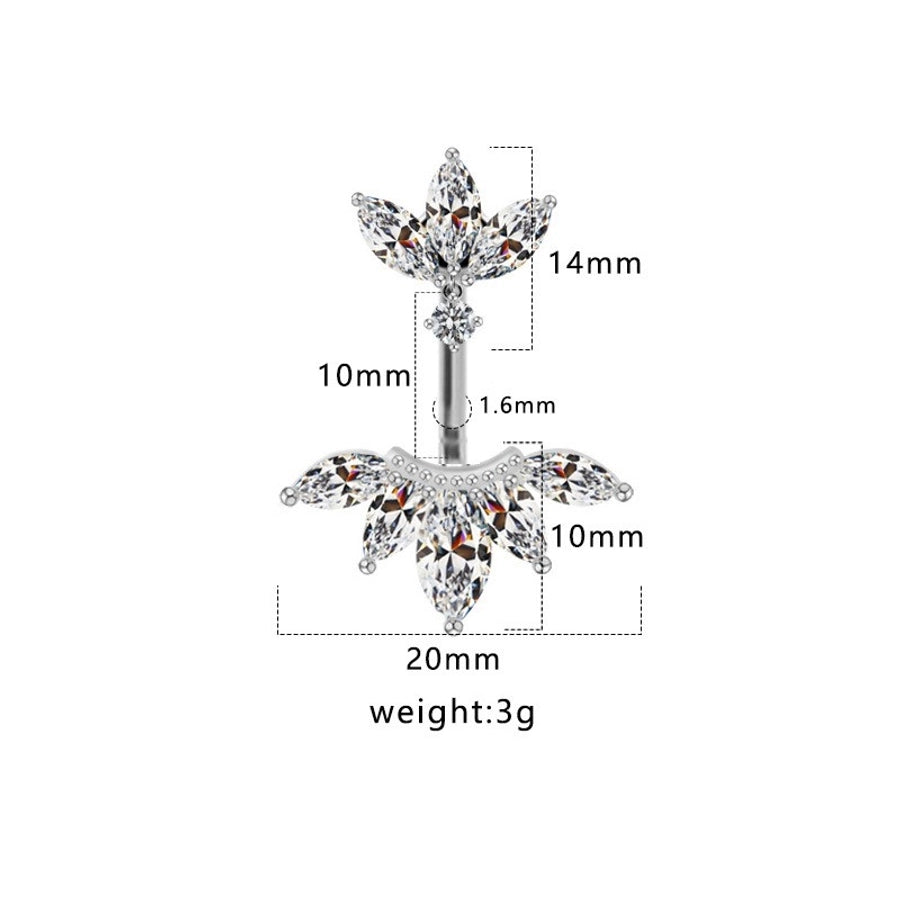 1 Piece Belly Rings Hip-Hop Sexy Heart Shape 316 Stainless Steel  Copper Plating Zircon White Gold Plated Gold Plated