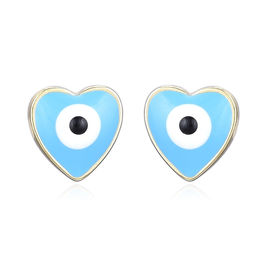 Copper Plating 18K Color-Retaining Dripping Glossy Heart Shape Eye Ear Studs Earrings