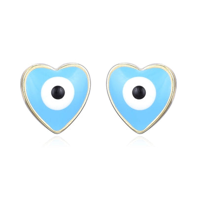 Copper Plating 18K Color-Retaining Dripping Glossy Heart Shape Eye Ear Studs Earrings