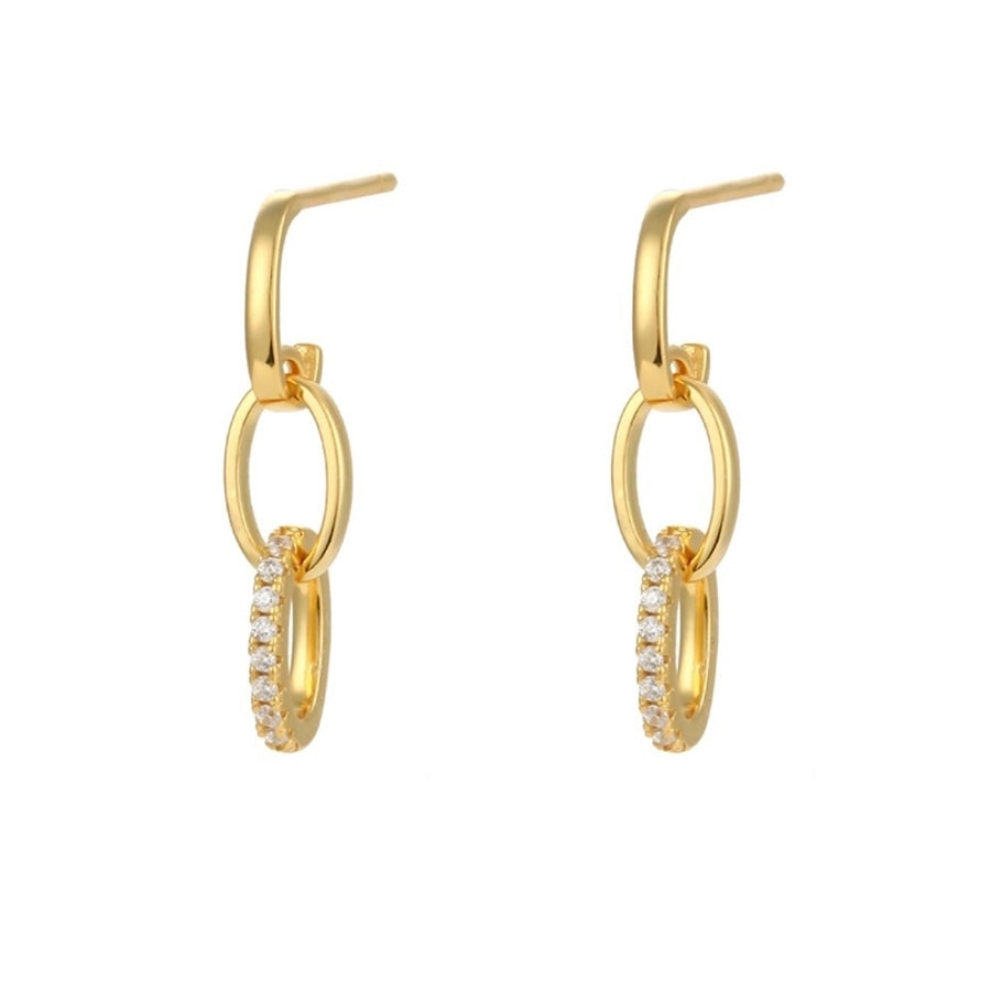 1 Pair IG Style U Shape Geometric Inlay Copper Zircon Gold Plated Ear Cuffs Earrings