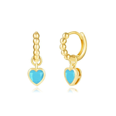 1 Pair Simple Style Heart Shape Copper Zircon Drop Earrings