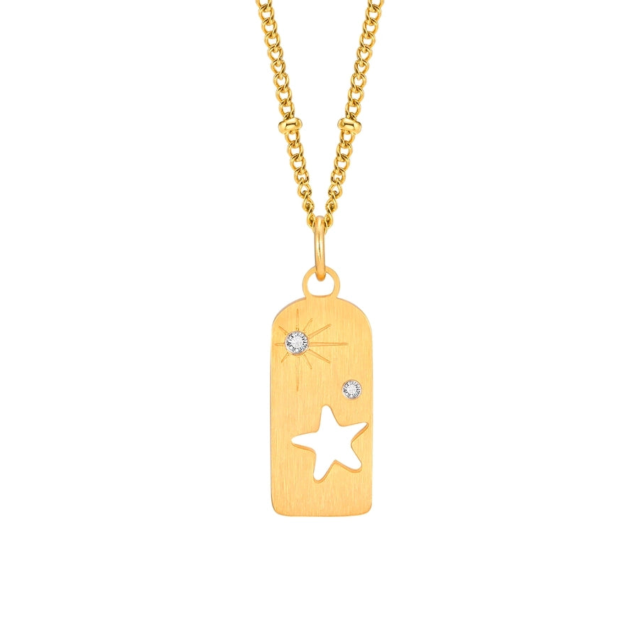 Jewelry IG Style Simple Style Geometric Star 201 Stainless Steel Zircon 18K Gold Plated Hollow Out Inlay Pendant Necklace