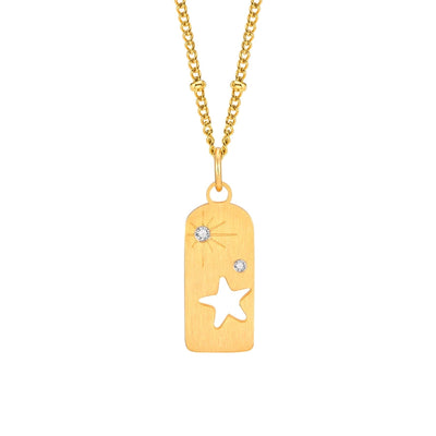 Jewelry IG Style Simple Style Geometric Star 201 Stainless Steel Zircon 18K Gold Plated Hollow Out Inlay Pendant Necklace