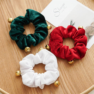 Christmas Romantic Women's Solid Color Flannel Handmade Hair Tie