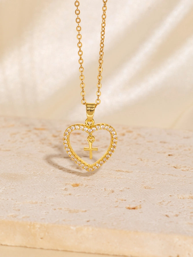 Copper Plating Heart Shape Pendant Necklace