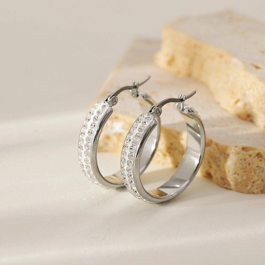 1 Pair Elegant Classic Style Circle 304 Stainless Steel Earrings