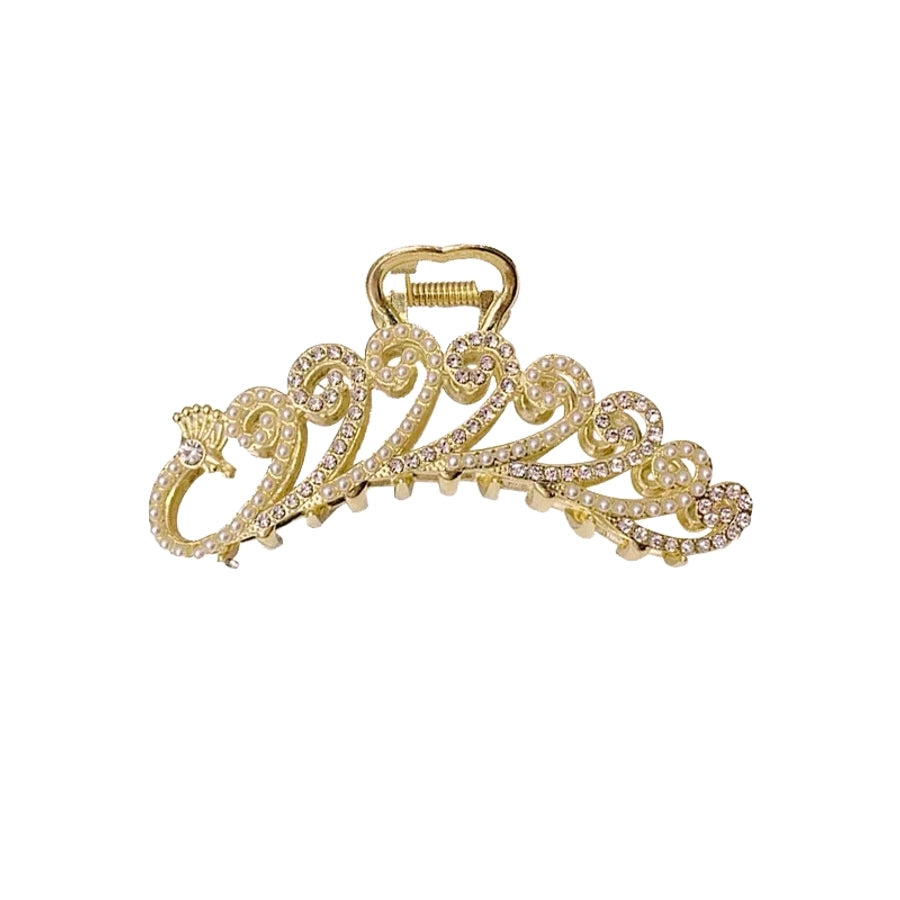 elegant waves alloy plating hollow out inlay zircon hair claws