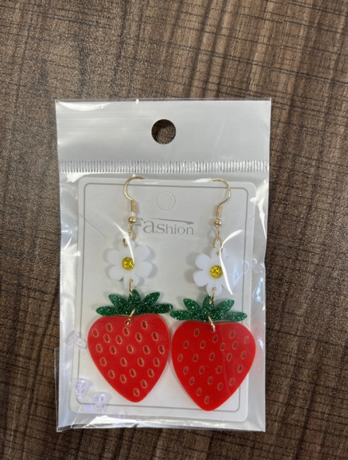 Fashionable simple  fresh sweet cute fruit strawberry earrings ear hook eardrops earrings for women