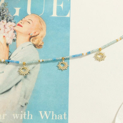 Copper Gold Plated Plating Inlay Sun Zircon Pendant Necklace