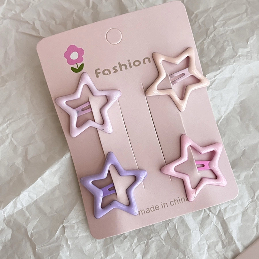 pink series bb hairpin female forehead star broken hair bangs side clip sweet girl small hairpin hair accessories