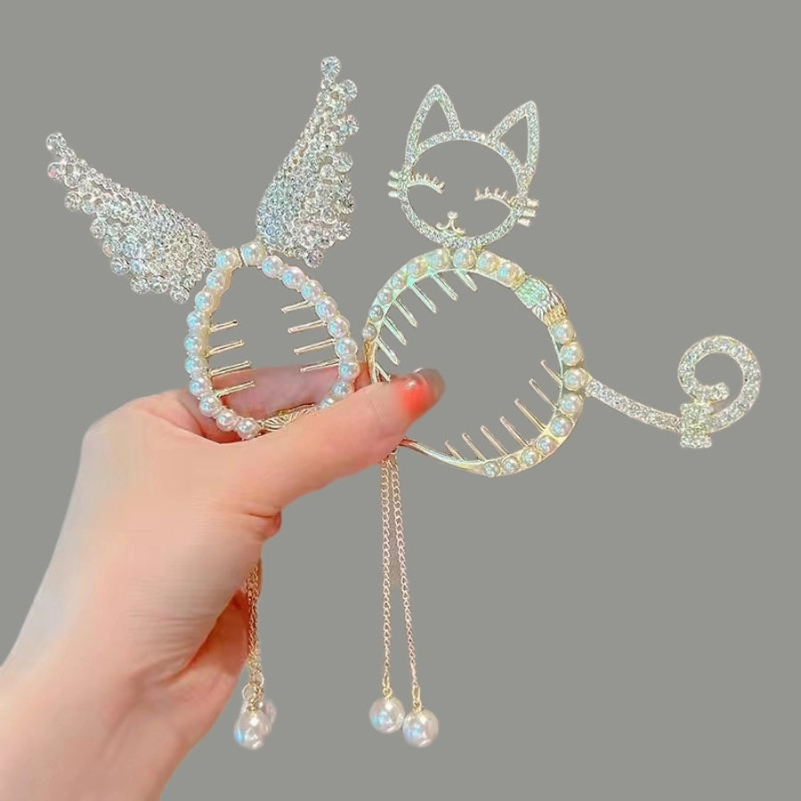 Children's ball head fixed artifact Pearl Rhinestone grip clip does not hurt the hair back of the head ponytail buckle girl hairpin headdress