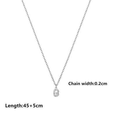 201 Stainless Steel Copper Inlay Letter Zircon Pendant Necklace