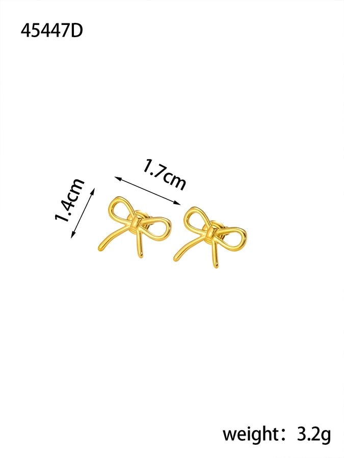 1 Pair Elegant Bow Knot 304 Stainless Steel 18K Gold Plated Drop Earrings