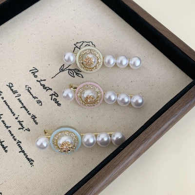 Women's Elegant Simple Style Streetwear Floral Iron Inlay Artificial Pearls Hair Clip