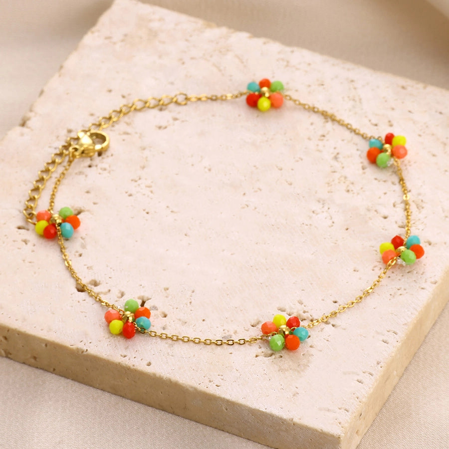 Simple Style Flower 304 Stainless Steel 18K Gold Plated Bracelets In Bulk