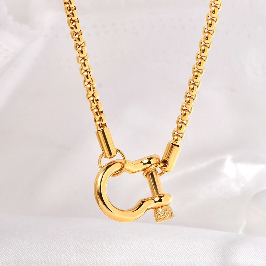 Jewelry Classic Style Solid Color Horseshoe 304 Stainless Steel Titanium Steel 18K Gold 18K Gold Plated Stainless Steel Necklaces