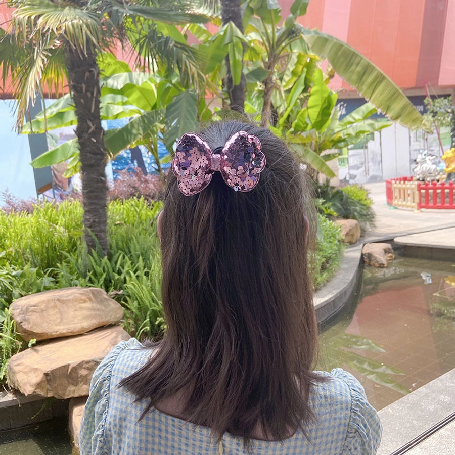 cute bow knot cloth sequins handmade hair clip 1 piece