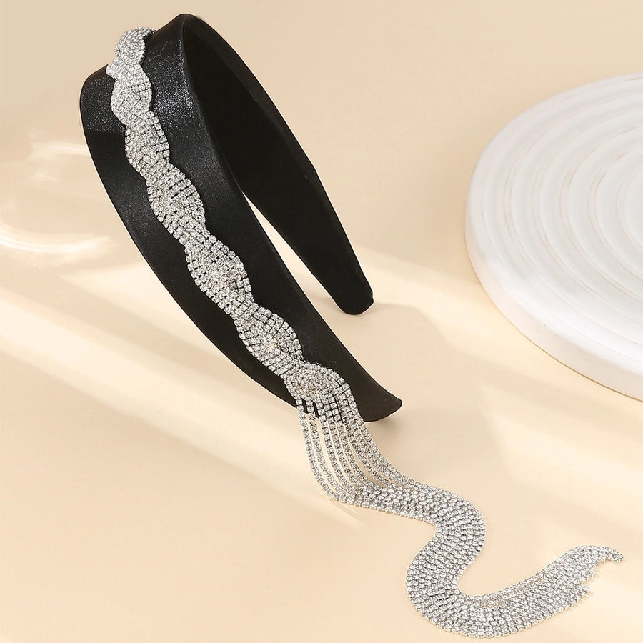 elegant tassel rhinestone sponge hair band 1 piece
