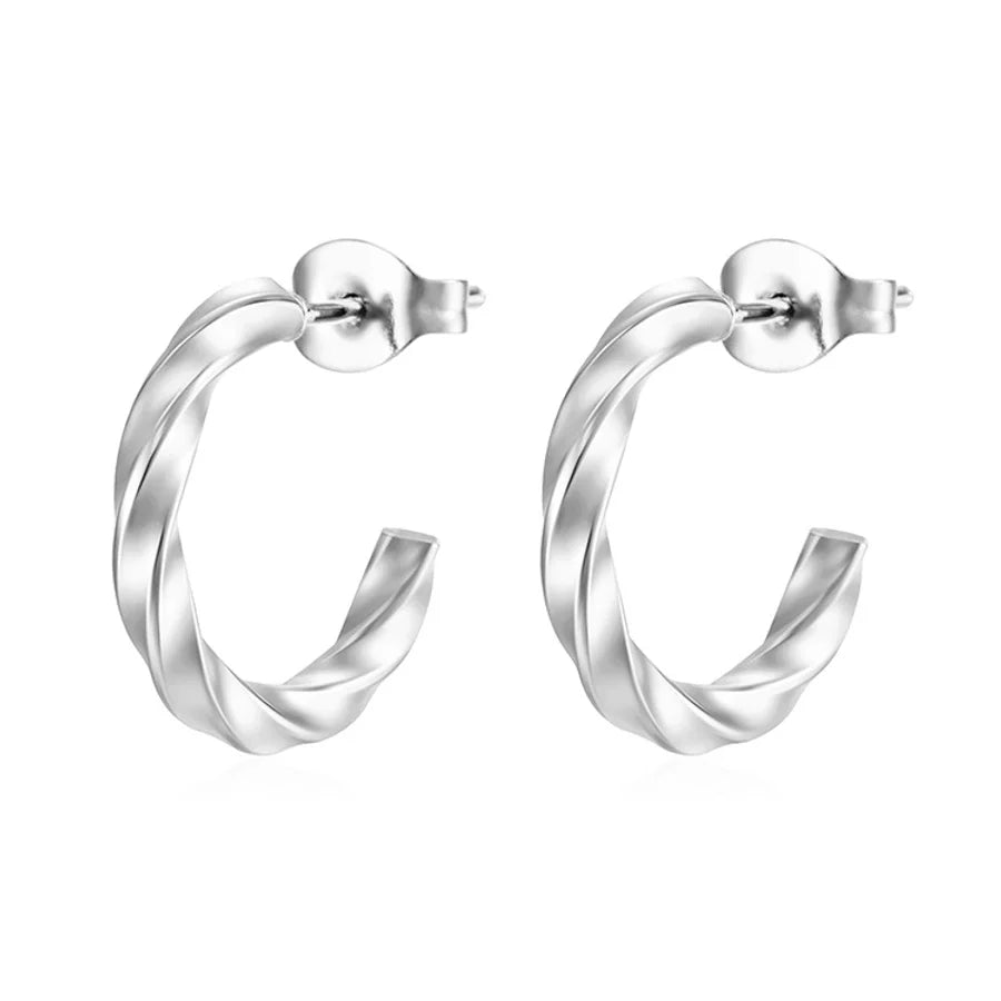 1 Pair Simple Style C Shape Titanium Steel 18K Gold Plated Ear Studs