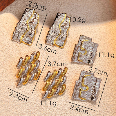 1 Pair Retro Classic Style Color Block Mixed Metal Plating 304 Stainless Steel 18K Gold Plated Ear Studs