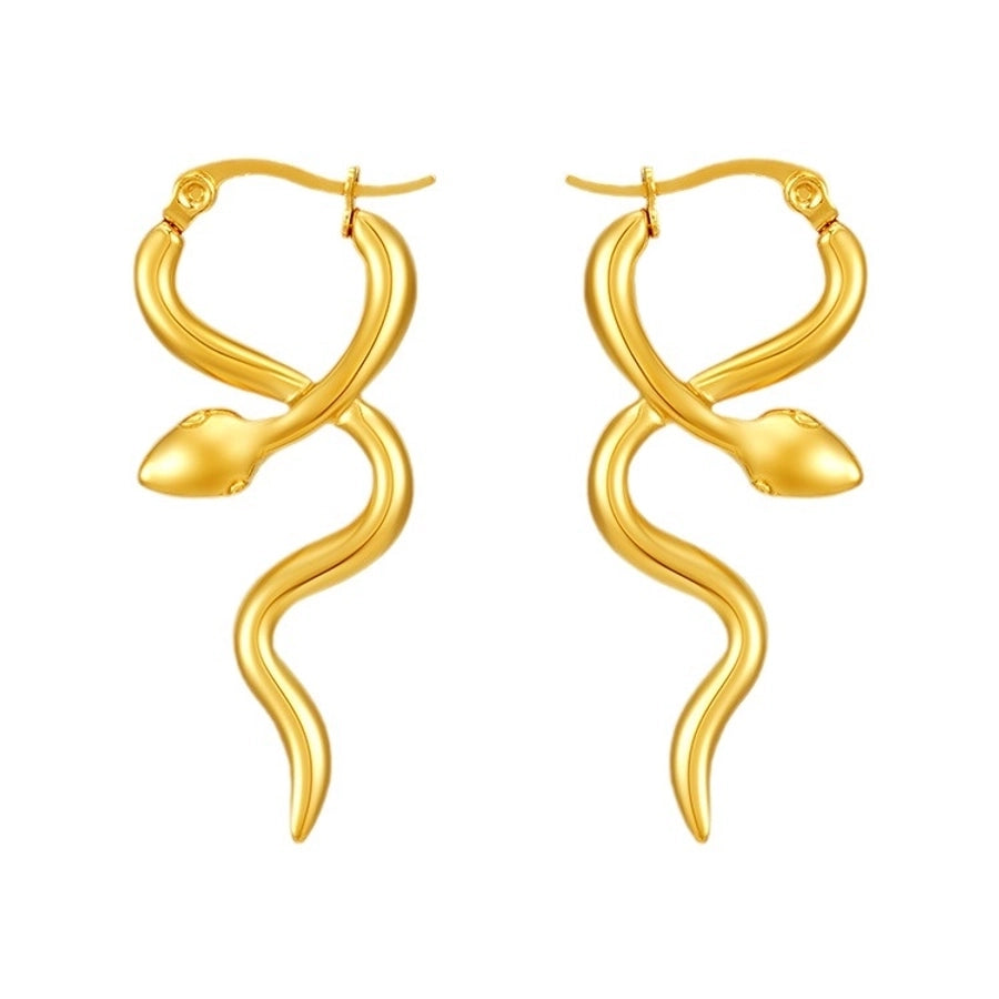 1 Pair IG Style Snake 304 Stainless Steel Earrings