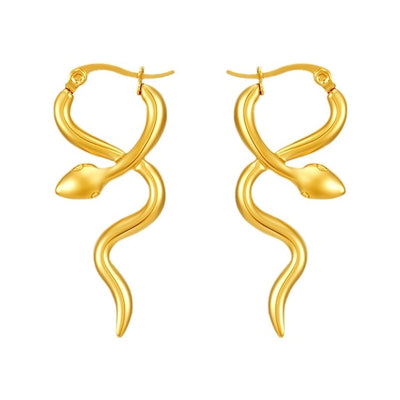 1 Pair IG Style Snake 304 Stainless Steel Earrings