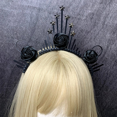 retro star crown flower plastic resin hair band