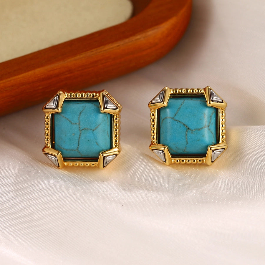 1 Pair Elegant Retro Geometric Butterfly Inlay Alloy Artificial Pearls Natural Stone Zircon 18K Gold Plated Palladium White K Drop Earrings