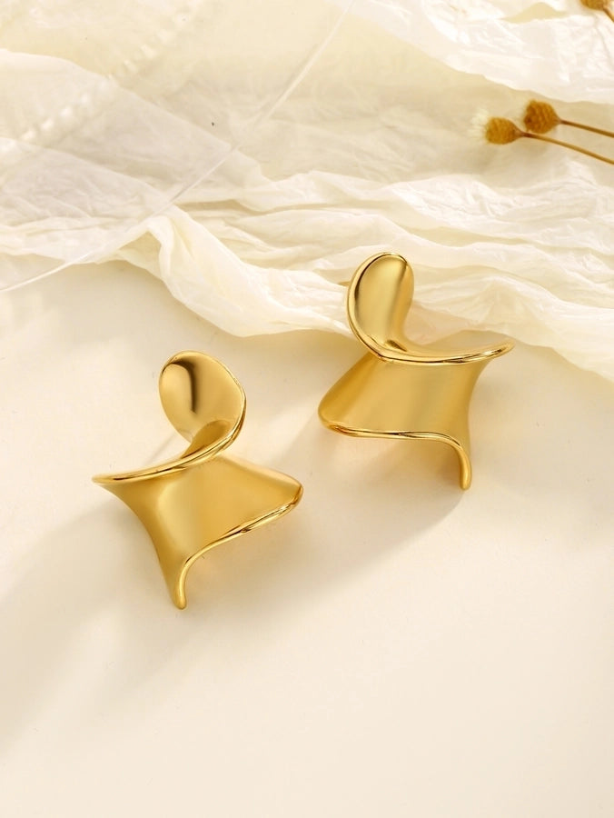 1 Pair Glam Classical Romantic Spiral 304 Stainless Steel Ear Studs