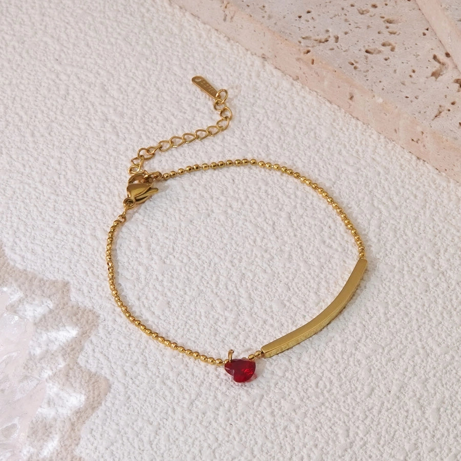 Jewelry Hawaiian French Style IG Style Solid Color 304 Stainless Steel 18K Gold Plated Plating Bracelets Anklet Jewelry Set