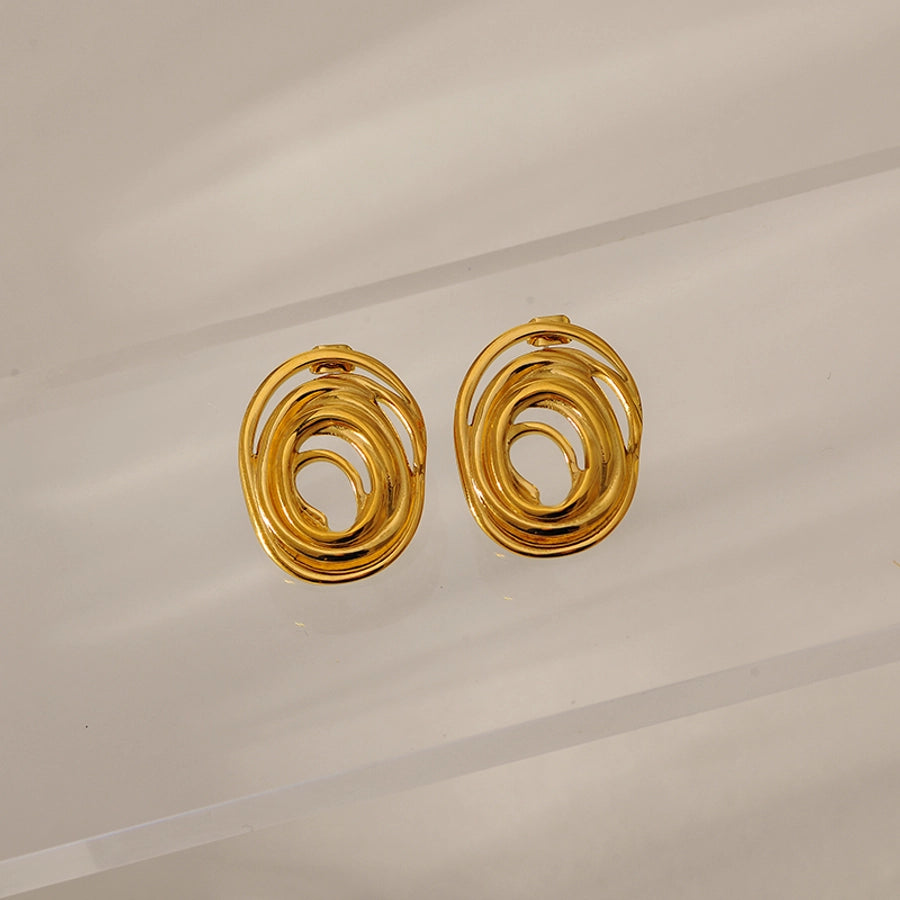 1 Pair Simple Style Classic Style Circle Heart Shape Spiral 304 Stainless Steel Ear Studs