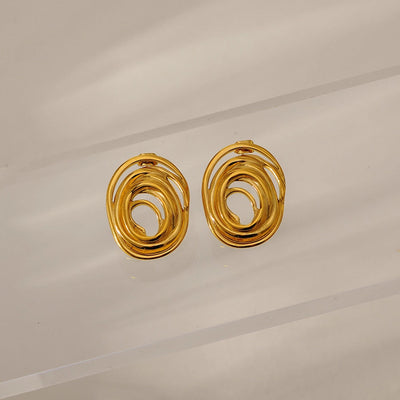 1 Pair Simple Style Classic Style Circle Heart Shape Spiral 304 Stainless Steel Ear Studs