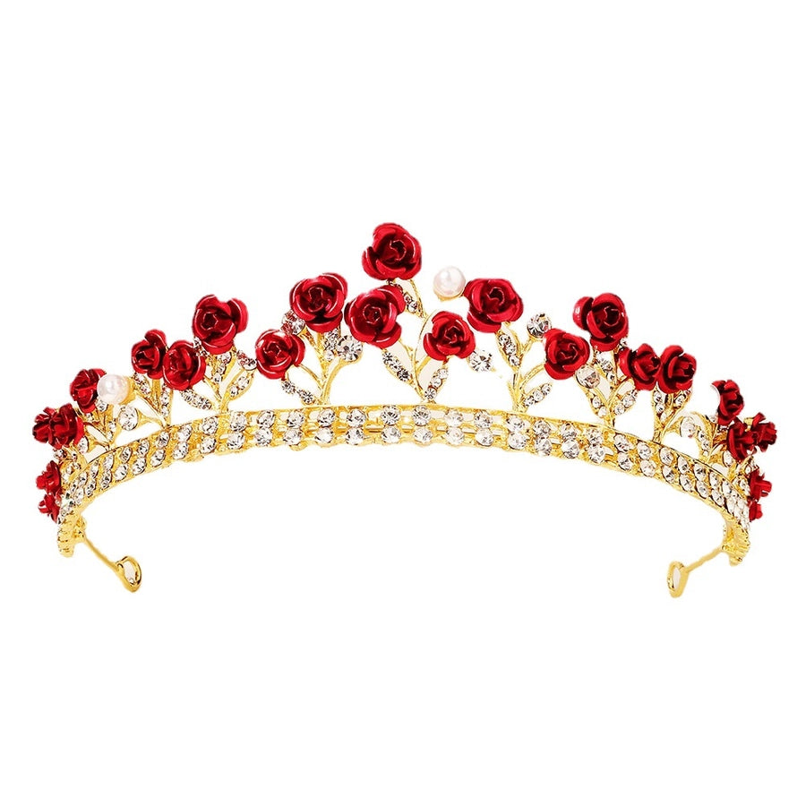 new wedding jewelry baroque red rose diamond crown
