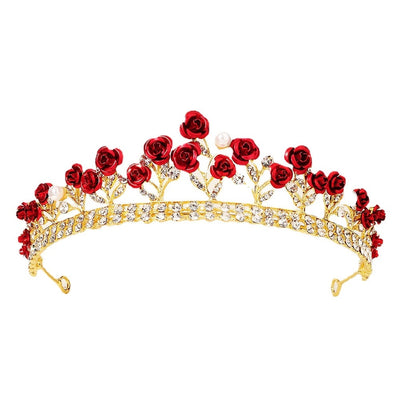 new wedding jewelry baroque red rose diamond crown